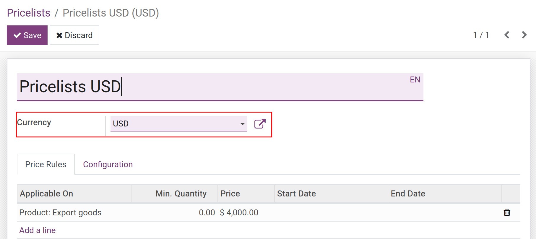 Set export pricelist Viindoo