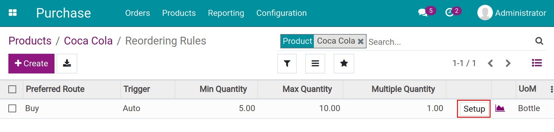 Set up reordering rules in Viindoo