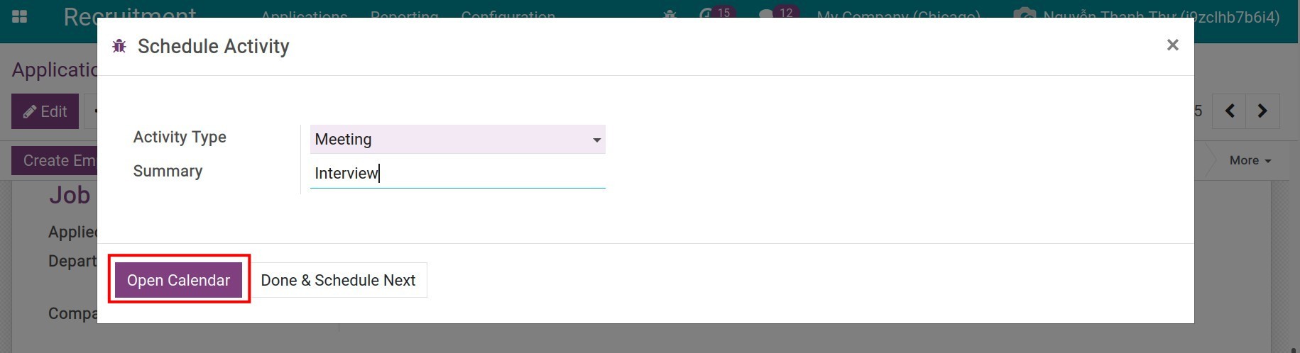 The meeting creation from other interfaces
