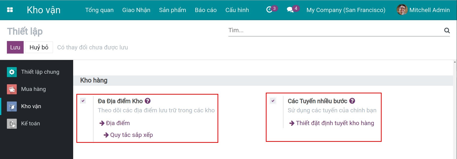 Kích hoạt đa địa điểm kho