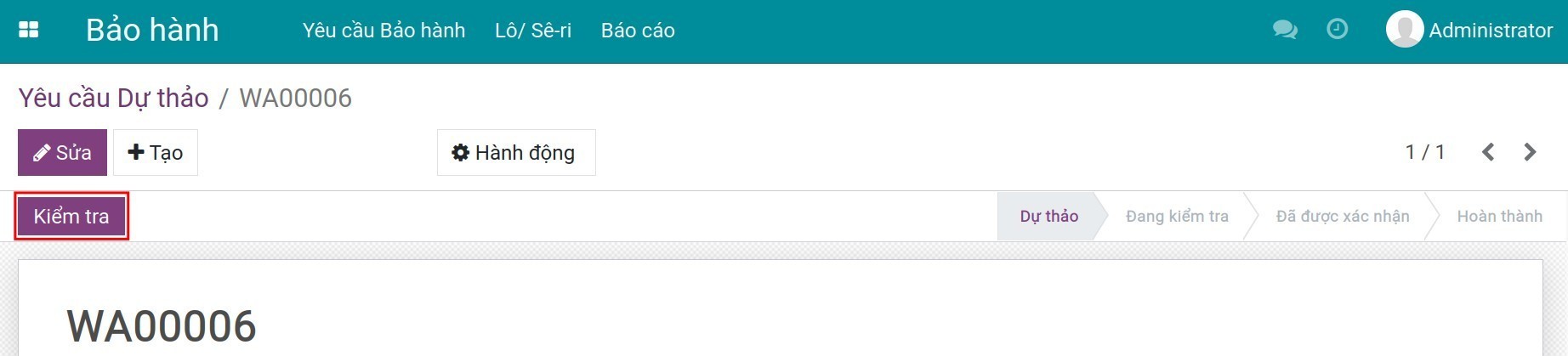 Bắt đầu kiểm tra yêu cầu bảo hành