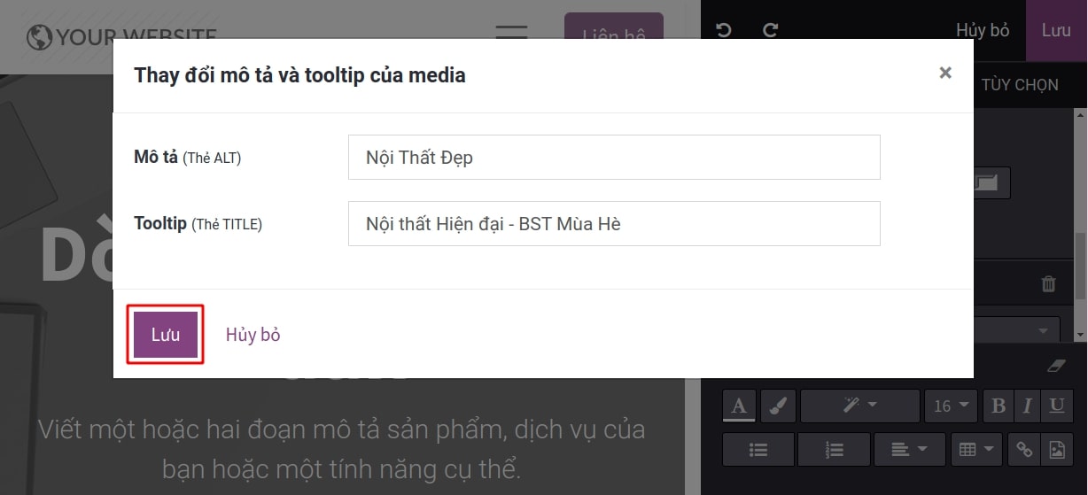 Thêm mô tả (thẻ ALT) và tooltip (thẻ Title) cho ảnh