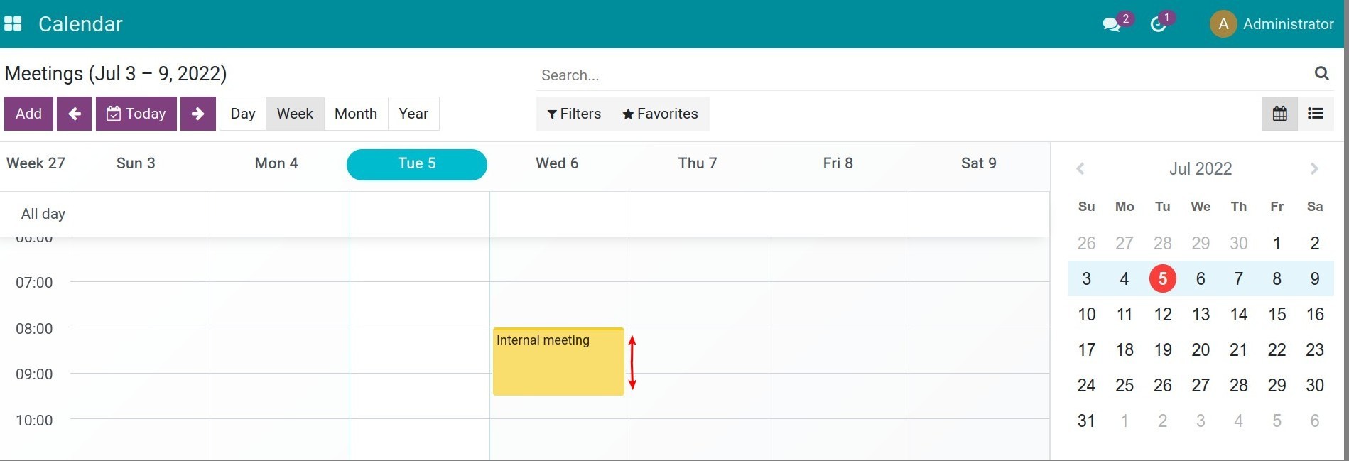 Adjust the meeting time by dragging