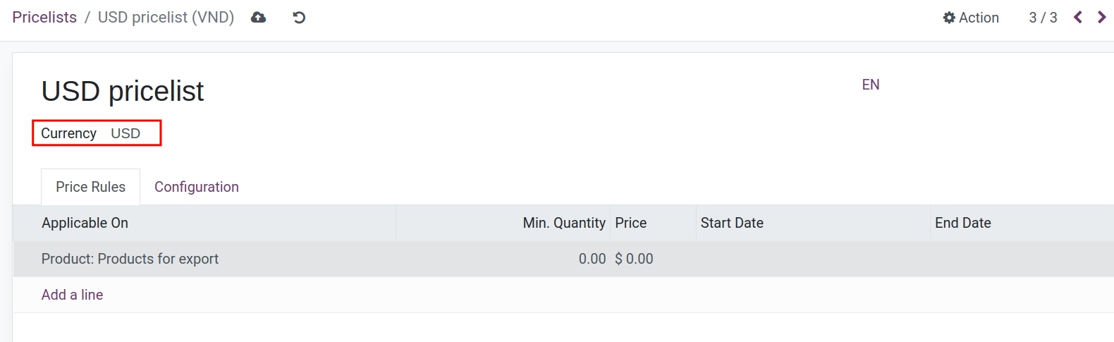 Set export pricelist Viindoo