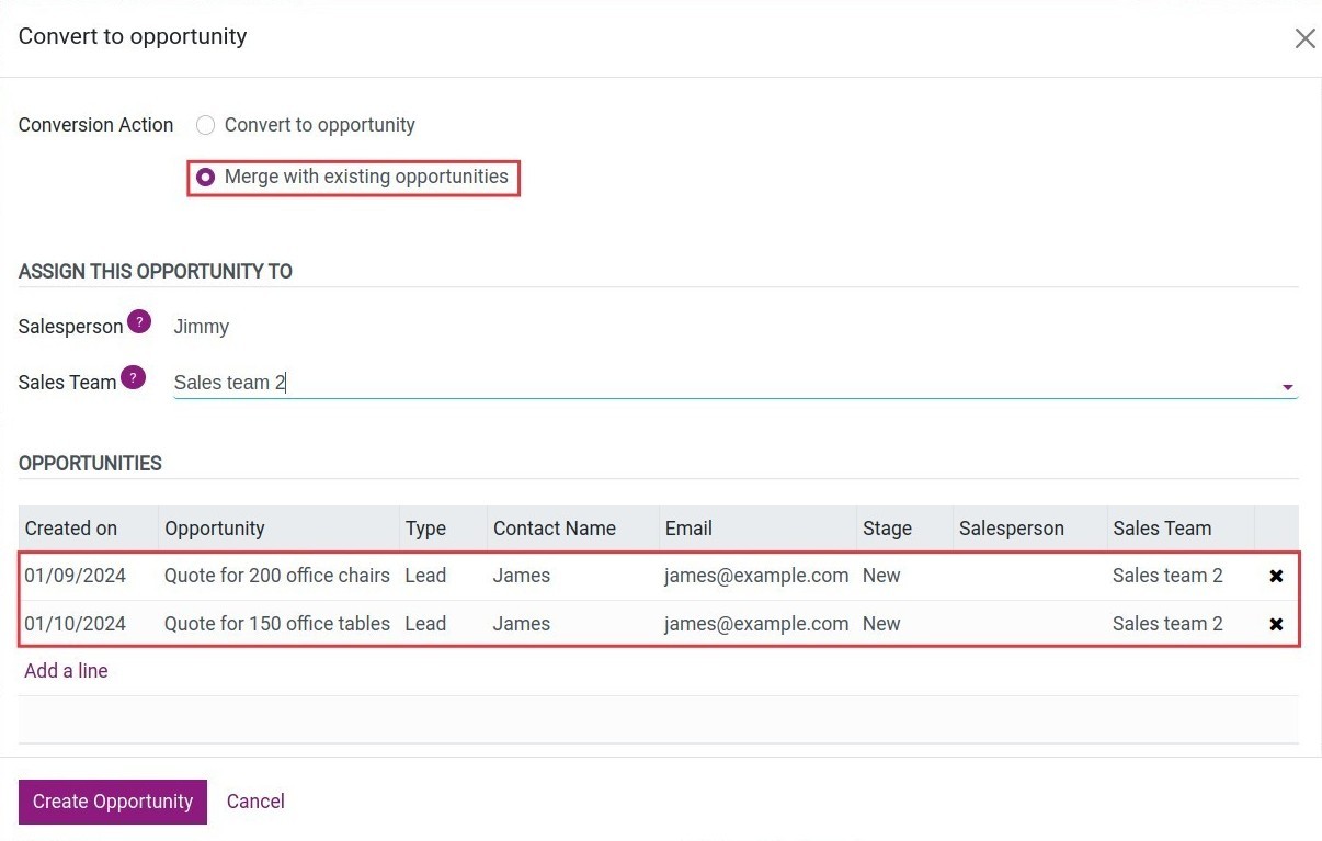 Merge Opportunities suggestion CRM Viindoo