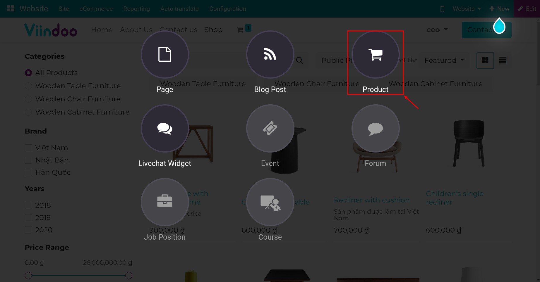 Create a new product
