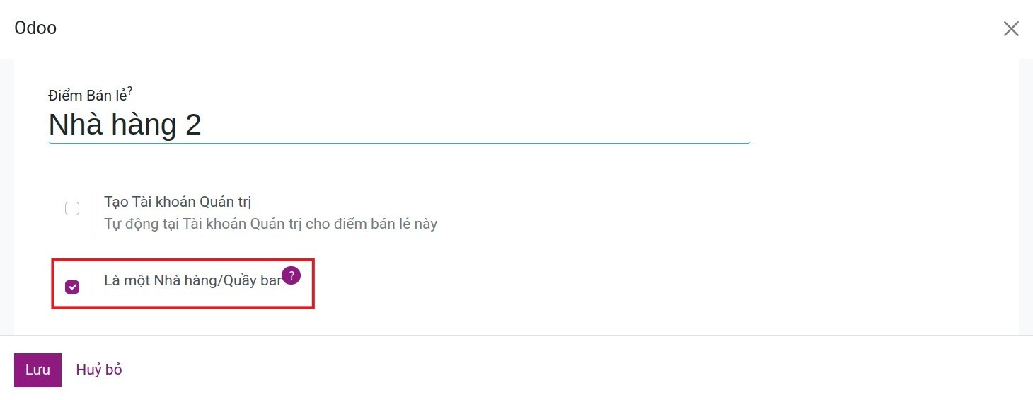 tạo một nhà hàng/quán bar với viindoo pos
