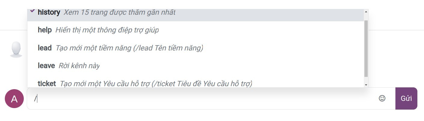 Phím tắt của các câu trả lời mẫu